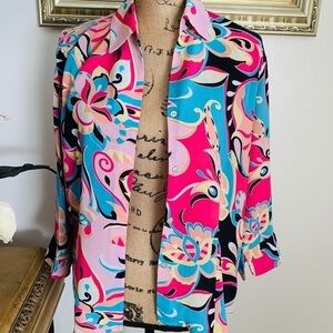 𝅺VIOLET & Claire Pink Fuchsia Black Blue Top XL
